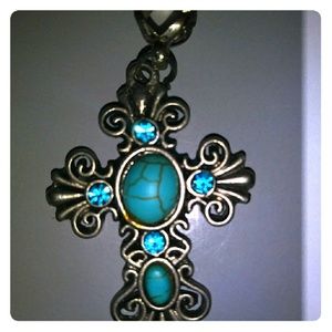 Turquoise and blue cross